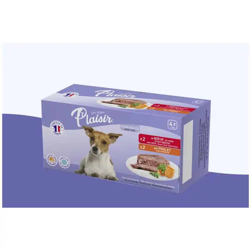 Direct usine - Les repas plaisir, Pack viandes pour chien adulte - 4 x 150g