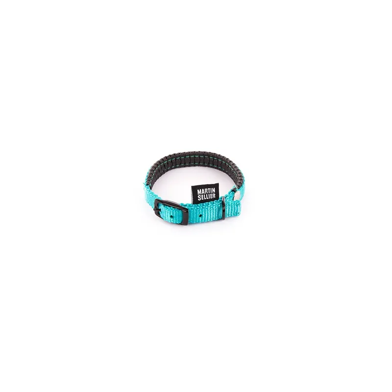 Collier confort Martin Sellier turquoise 10-30cm pour chien - Offre exceptionnelle