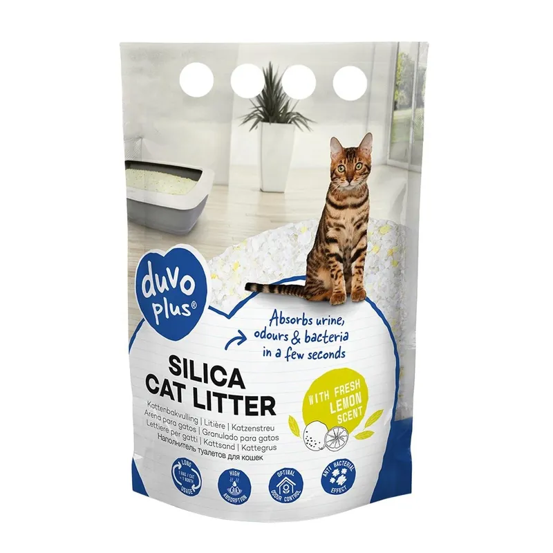 Duvoplus - Litière Premium Silica Citron Blanc/Jaune pour Chats - 5L/2Kg | Disponible à la commande