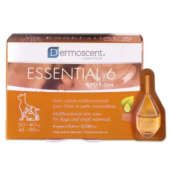 Derniers jours | Dermoscent - Soin Cutané Essential 6 Spot-On pour Chiens Chats et Rongeurs - 4x2,4ml