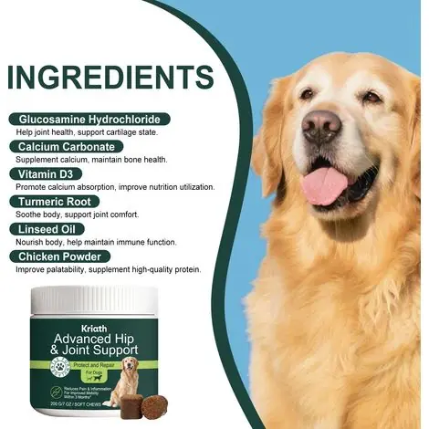 Commandez dès maintenant - Comprimés à croquer pour les articulations des animaux - Soin quotidien des articulations des chiens, soutien nutritionnel, convient au toilettage - 200 g -- AUTLEAD