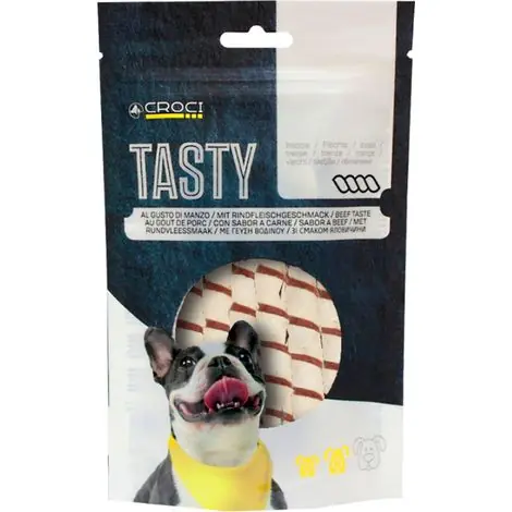 Snack Tasty Twisted goût canard et morue pour chiens 12 paquets de 80g chacun | Achetez dès aujourd'hui