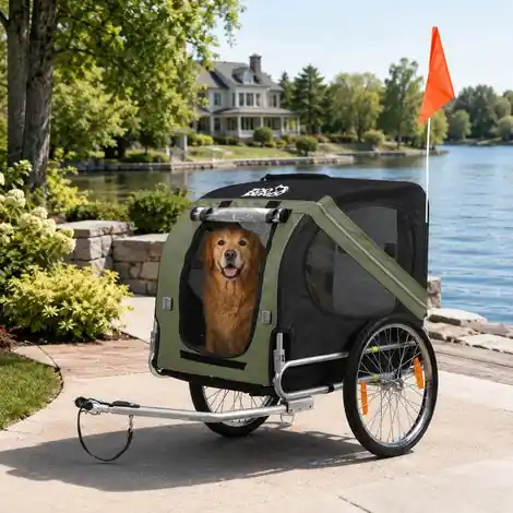 zoomundo Remorque velo pour Chien - en Matcha vert/Noir - Silver Frame | Coup de cœur des clients