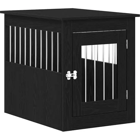Meuble pour cage à chien en chêne noir 55 x 75 x 65 cm en bois d‘ingénierie CFW42039 | Disponible à la commande