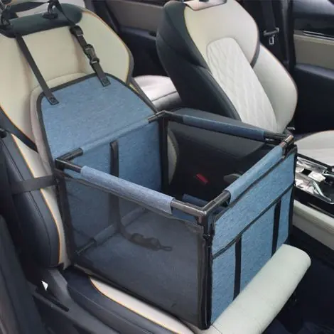 Offre spéciale | 1 Siège de voiture pour chien, cadre rigide, tissu imperméable, panneaux en filet, sangles de fixation, harnais intérieur, transport animal