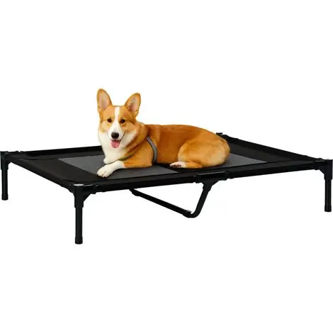 Haute qualité | Grand panier pour chien en métal et tissu Oxford avec sac de transport, 92 x 76 x 18 cm, noir