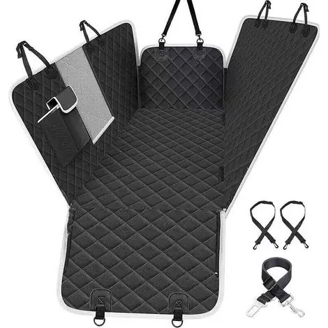 Housse Siège Auto Chien Imperméable Anti-Déchirure avec Fenêtre et Ceintures Sécurité (146x136 cm, Noir) - Bien noté