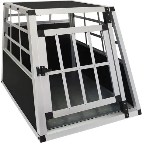 Prix doux | Cage de Transport en Aluminium 50 x 54 x 69 cm - 1 Porte - Angle 65° Avant et 90° Arrière - Parfaite pour Voyage Trajet Animaux Petit Format Sécurité Toutout Chien Chat Lapin [Tapis de Sol INCLUS]