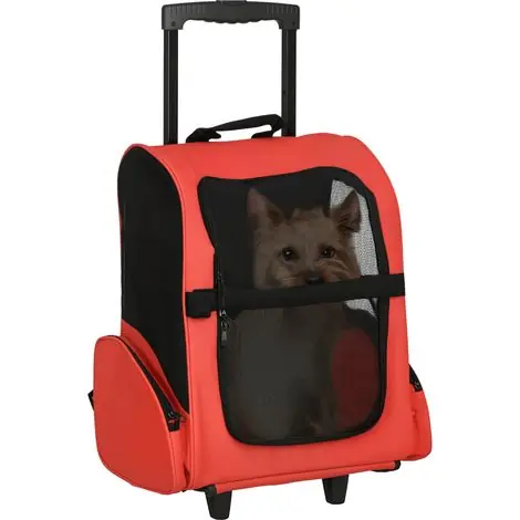Disponible maintenant - Sac à dos/poussette 2 en 1 pour chien et chat, 42 x 25 x 55 cm, rouge