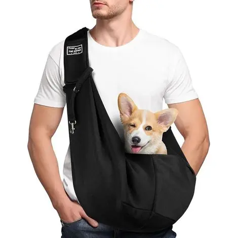 Commandez maintenant - (Noir) Sac de Transport pour Chien Chat, Réglable Sac à Bandoulière Mains Libres Petit Chien, pour Chiens/Chats de Taille Moyenne Jusqu‘à 7,5 kg, pour l‘extérieur, Les Voyages, Le Métro