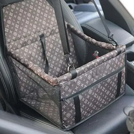 Nouveau chez nous - Siège Auto Chien Pliable Imperméable avec Ceinture Sécurité et Sac de Rangement – Marron