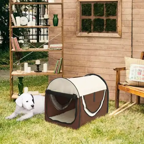 Sac de transport pliable et rembourré pour chien et chat 61x46x51cm Marron | Prix en baisse