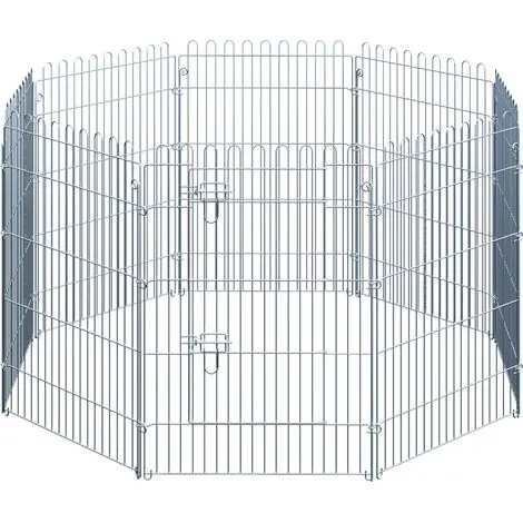 Très bien noté | Enclos extérieur chiot 8 panneaux blancs 63x91cm hauteur barrière protection animal domestique jardin