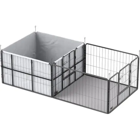 Plébiscité par les clients - Parc pour chiots modulable avec 7 panneaux en acier, tapis lavable, 203x102x60 cm noir