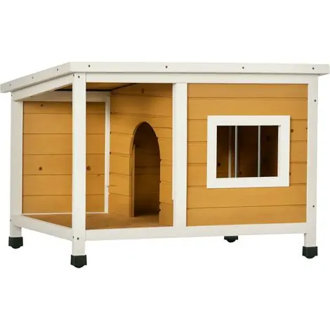 Tout juste ajouté | Niche pour chien d‘extérieur, maison pour chien d‘intérieur en bois avec toit ouvrant et fenêtre, 85,5 x 62 x 60 cm, orange