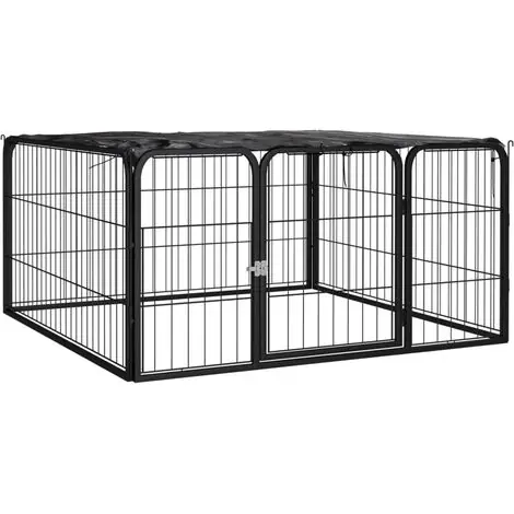 Parc pour chien 4 panneaux Cage pour chien Cage animaux Noir 100x50cm Acier enduit de poudre VSGS840221 - Ajoutez au panier