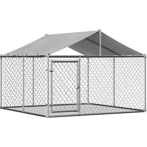 Chenil pour chien extérieur 230 x 230 x 117 cm avec toit, structure en acier galvanisé 32 mm, porte verrouillable, bâche PE imperméable pour jardin - CHICFURN | Très populaire