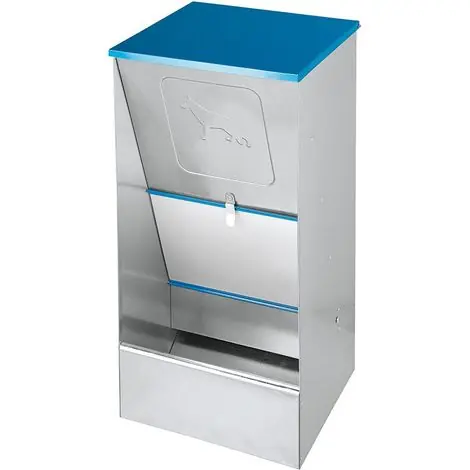 Offre spéciale - Distributeur de Croquettes pour Chiens 27L Galvanisé Mangeoire 31x26x61 cm Distributeur de Nourriture Résistant pour l’Extér