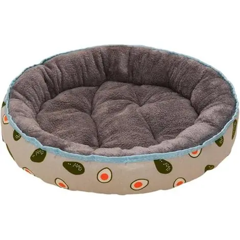 Diamond Print Dog Basket, Round Cat Bed, Washable Plush Pet Cushion, Avocado Design Pet Carrier M | Offre du jour