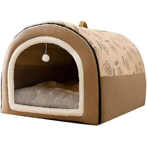 Prix réduit - Niche d‘hiver pour chien, tapis chaud et amovible, lavable, nid douillet pour un sommeil profond, pour chiens moyens et grands. Taille M.