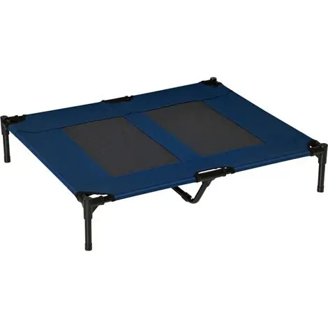 Commandez en ligne | Lit XXL surélevé chiens chats pieds bleu marine lit extérieur respirant tissu robuste pliable jardin terrasse animaux