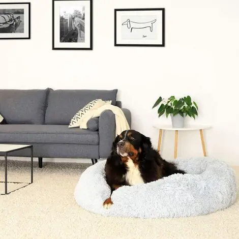AIDUCHO Panier Pour Chien 110cm Chau Peluche Lit Pour Chat Anti Dérapant Lavable Rond En Moelleux Coussin Anti Stress Lit Pour Chiens Et Chats (Gris Clair) - Économisez maintenant