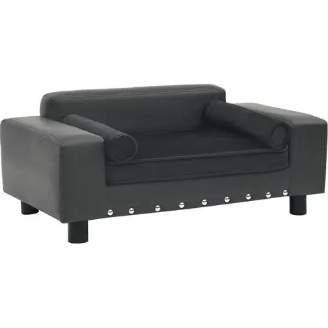 Canapé pour chien, Lit pour animal, Fauteuil pour chien Gris foncé 81x43x31 cm Peluche et similicuir MJU9209 | Paiement sécurisé