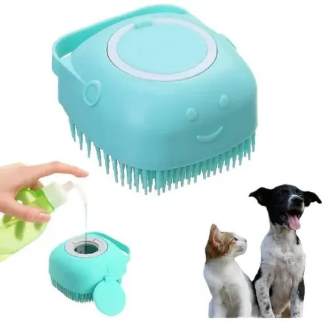 Ecleanfy - Brosse de Bain Chien/Chat en Silicone avec Distributeur de Shampoing - Massage Doux, Design Ergonomique et Nettoyage Efficace | Ajoutez au panier
