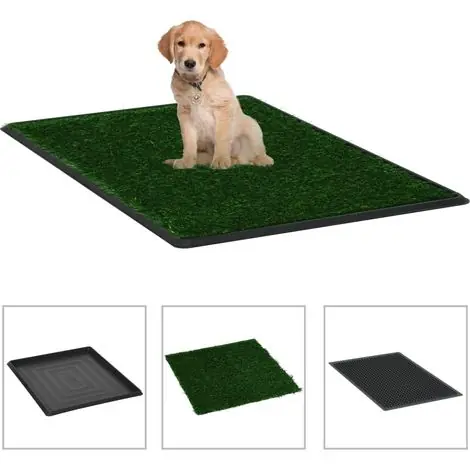 Toilette pour animaux Tapis éducateur pour chien avec plateau et gazon artificiel Vert WC 81177 | Premium