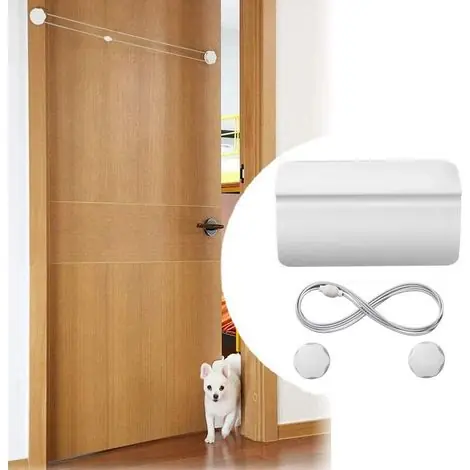 Ouvre-porte automatique pour chiens et chats, fermeture par sangle de chatière, facilement réglable, accès libre à la chambre/salle de bain/toilette | Livraison rapide
