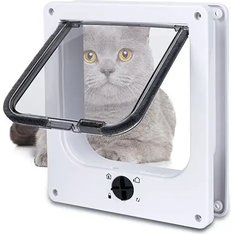 Économisez maintenant - Chatière pour Chat, Porte pour Animaux de Compagnie magnétique avec Serrure rotative à 4 Voies pour Chats, Chatons et Chatons, Version améliorée (19,5 x 5,5 x22 cm, Blanc)