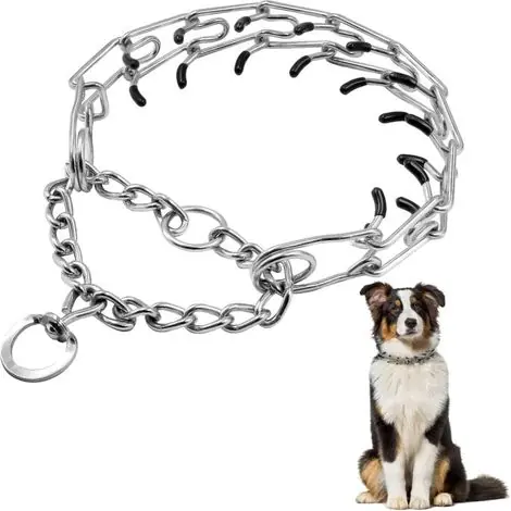 Affaire à saisir | Collier de dressage réglable pour chien en acier inoxydable avec embout en caoutchouc – taille L argenté