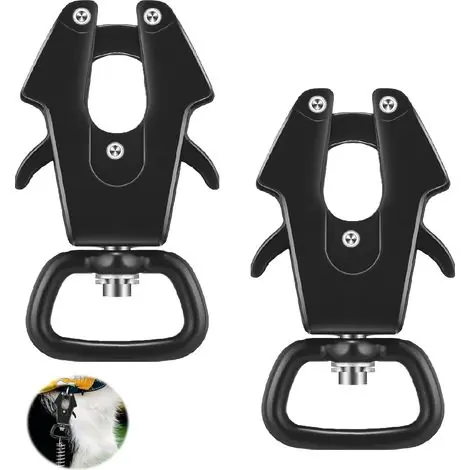 Très bien noté | 2 Pièces Mousqueton Laisse Chien, Rotation à 360°, Boucle Grenouille Robuste à Ouverture Rapide, Mousqueton Noir pour Laisses, Colliers et Accessoires de Camping pour Chiens