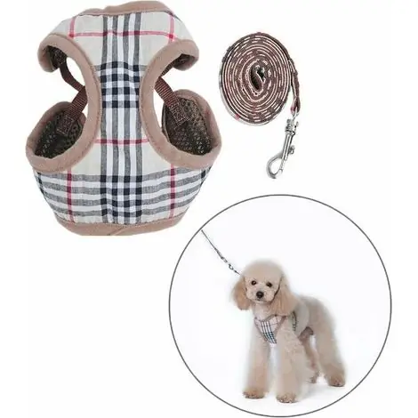 Offre flash | Harnais pour petit chien taille S – Tissu maille douce – Laisse amovible – Tour de poitrine 30-40 cm pour chiens de 2-2.5 kg