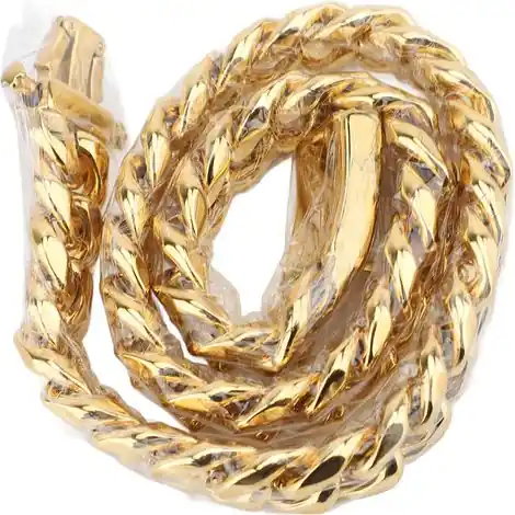 Tendance | GARRYFIZH ‌Collier chaîne pour chien - Mailles cubaines or 15mm, acier inoxydable léger, 45cm - Dressage/marche‌