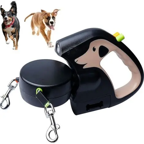 Laisse Double pour Chien 3 M Laisse Chien Enrouleur, Laiss pour Chie Rétractable Double avec Lumière Rétractable 360º, pour Petite Et Moyenne Taille | Réduction spéciale
