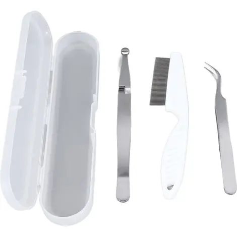 Kit anti-puces pour animaux de compagnie, pincettes durables en acier inoxydable, ensemble de pinces à peigne, outil de retrait facile à utiliser pour chiens et chats, pince croisée, peigne, pince à p - Commandez dès maintenant