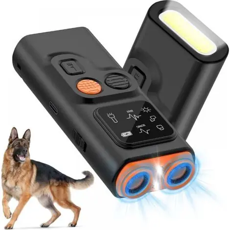 Commandez dès maintenant | Ultrason Anti-Aboiement, Dispositif Anti-Aboiement À Deux Modes pour Chien avec Affichage LED Et Lampe De Poche, Dispositif Anti-Aboiement Portable, Ultrasons Anti-Aboiement Rechargeable