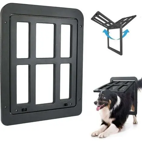 Nouveau | Porte pour chien noire, facile à installer et verrouillable, pour chiens de taille moyenne et grande (34 cm x 44 cm)