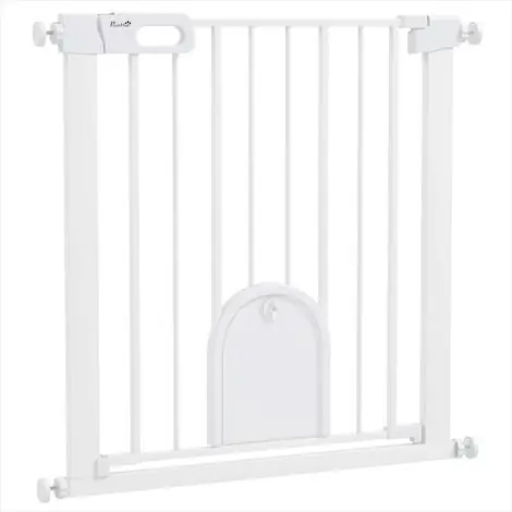 Chatière Barrière pour animaux acier blanc avec trappe chat 75-82 | Nouveau en boutique