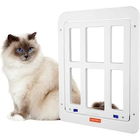 Tendance | Chatiere pour Moustiquaire Chattiere Porte Chat Facile à Installer Esthétique et sans Bruit Moustiquaire Porte Chat (25 cm x 31.5 cm)-Blanc