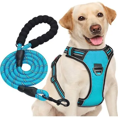 Coup de cœur des clients - Harnais anti-traction pour chien de taille moyenne et grande, réglable, en tissu Oxford réfléchissant, facile à contrôler,S