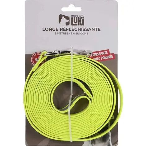 Longe réfléchissante silicone jaune fluo 5m x 2cm - Prêt à expédier