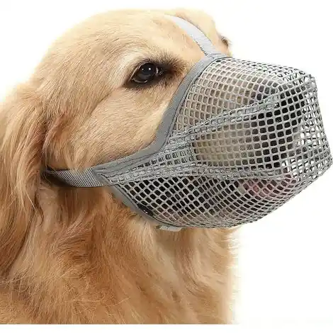 Muselière pour chien avec sangle réglable, en tissu mesh doux, convient aux chiens de petite et moyenne taille - Gris L - Plus que quelques articles