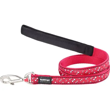 Laisse confort Red Dingo Fantaisie Rouge Os Taille T1 | Offre limitée