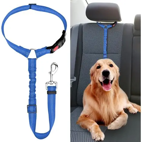 Bien noté | Ceinture Chien Voiture, Universel Harnais Voiture Réglable pour Chien & Chat avec Absorption des Chocs,Harnais Voiture pour Chiens,Ceinture de Sécurité pour Chien