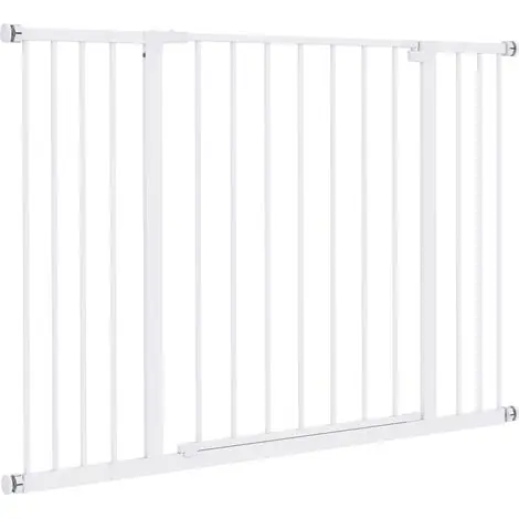 Barrière de sécurité réglable 76-107 cm, hauteur 76 cm, sans perçage, métal et plastique blanc - Haute qualité