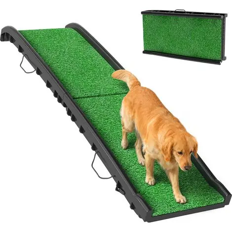 Remise | Rampe pliable pour chien, marches antidérapantes, aide à l‘accès au coffre de voiture, pour animaux jusqu‘à 90 kg, 155 x 38,5 x 15,5 cm, noire
