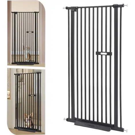 Bonne affaire - Senderpick – Barrière pour chien extensible 76-85 cm – Acier au carbone, ABS, PVC – Hauteur 150 cm, sécurité renforcée – Installation sans outils