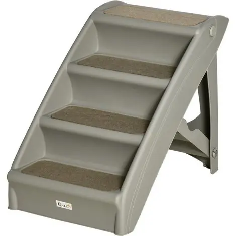 Premium | Escalier pour chien pliant à 4 marches antidérapantes escalier pour animaux en plastique 62 x 38 x 49,5 cm gris
